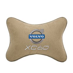 Подушка на подголовник алькантара Beige с логотипом автомобиля Volvo XC60