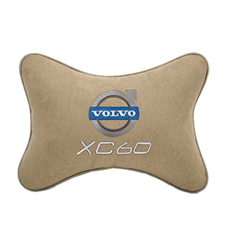 Подушка на подголовник алькантара Beige с логотипом автомобиля Volvo XC60