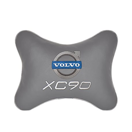 Подушка на подголовник экокожа L.Grey с логотипом автомобиля Volvo XC90