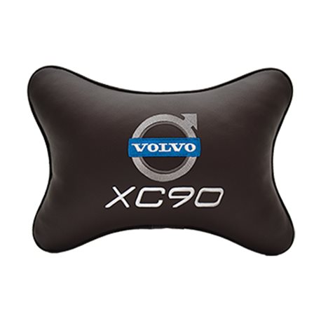 Подушка на подголовник экокожа Coffee с логотипом автомобиля Volvo XC90