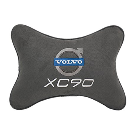 Подушка на подголовник алькантара D.Grey с логотипом автомобиля Volvo XC90