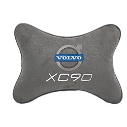 Подушка на подголовник алькантара L.Grey с логотипом автомобиля Volvo XC90