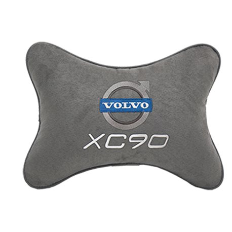 Подушка на подголовник алькантара L.Grey с логотипом автомобиля Volvo XC90