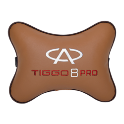 Подушка на подголовник экокожа Fox с логотипом автомобиля CHERY Tiggo 8 PRO