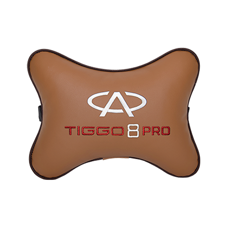Подушка на подголовник экокожа Fox с логотипом автомобиля CHERY Tiggo 8 PRO