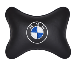 Подушка на подголовник экокожа Black BMW