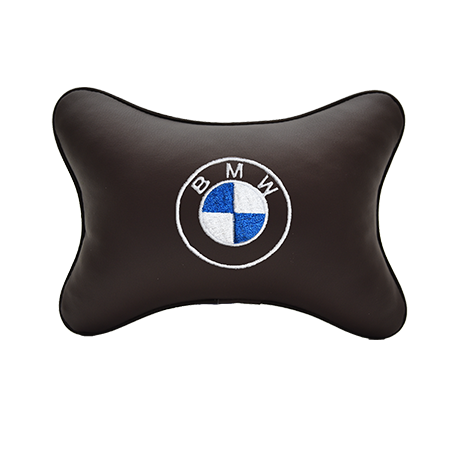 Подушка на подголовник экокожа Coffee BMW